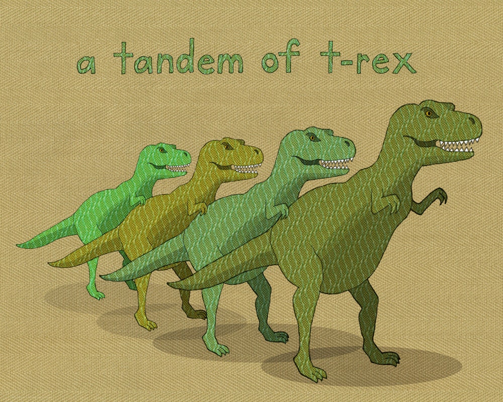 a tandem of t-rex - limited edition print 4/100