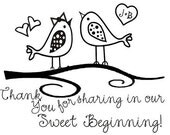 Thank you for sharing in our sweet beginning whimsical love birds rubber stamp --5008