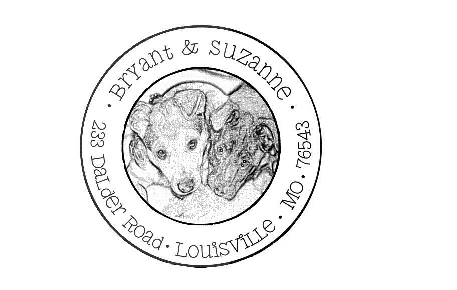 Picture of your dog or pet on a rubber stamp made into a return address stamp
