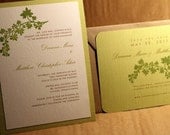 Japanese Maple Elegant Botanical Hand-Stamped Save the Date and Wedding Invitation Suite