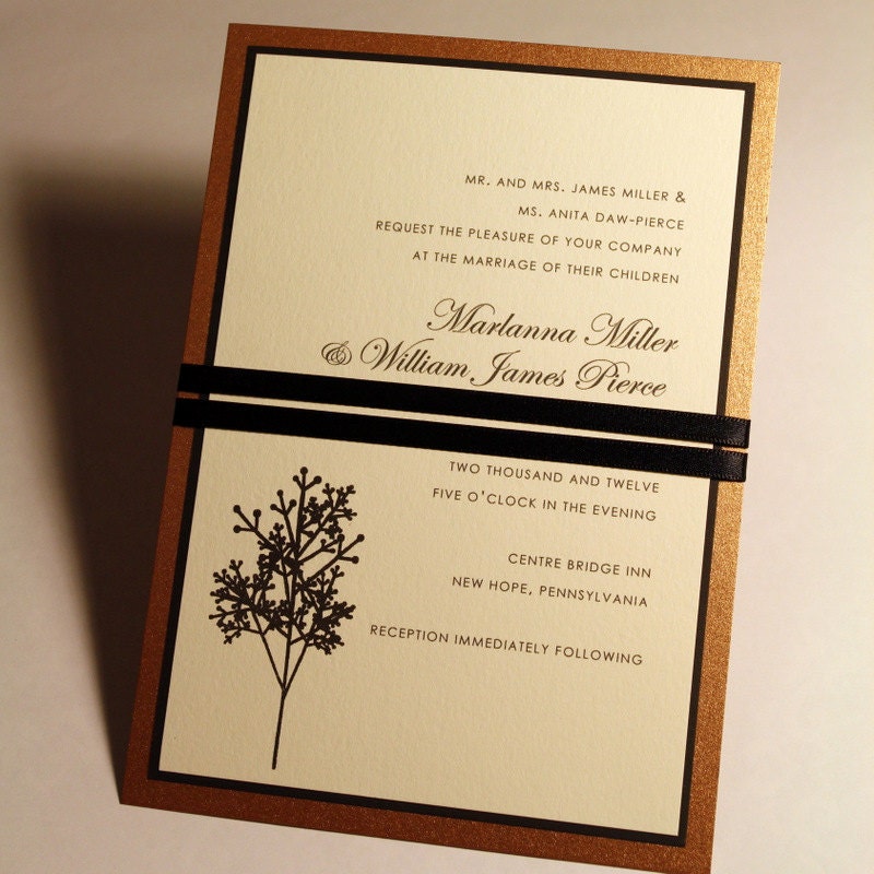Hand Stamped Tree Invitation Set