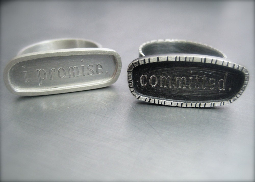 Sterling Silver Conversation Rings.  Engagement.