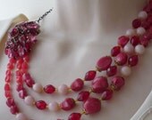 Vintage Red and Pink Brooch Necklace