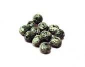 Round Ceramic Beads Green Handmade 12 Textured Stoneware Pottery Balls