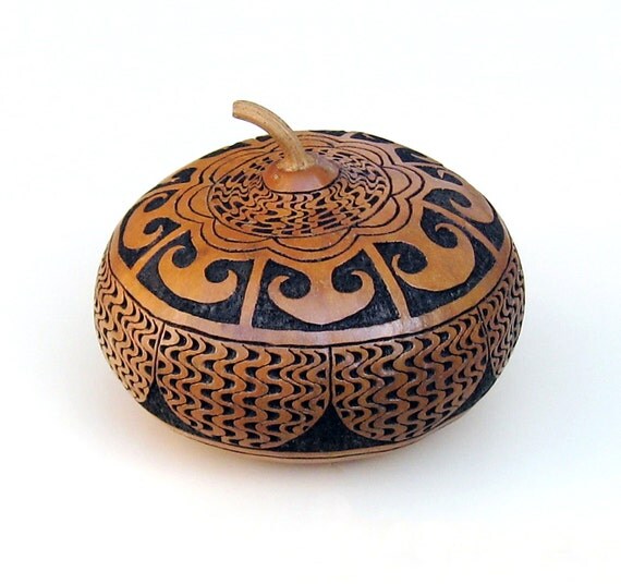 Gourd Art Hand Carved Gourd Intricate Detail Mayan Morning Carving