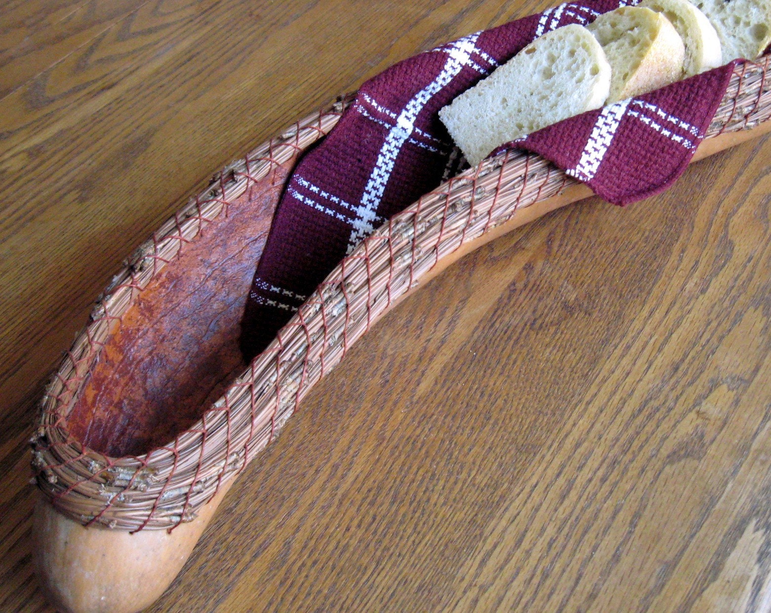 French Bread Basket Coiled Gourd Natural Brown Terracotta Earth Tones Unusual Practical