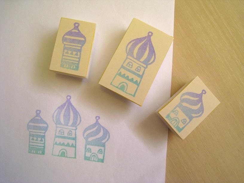 The Enchanted Russian Domes - Set of 3 Handcarved Stamps