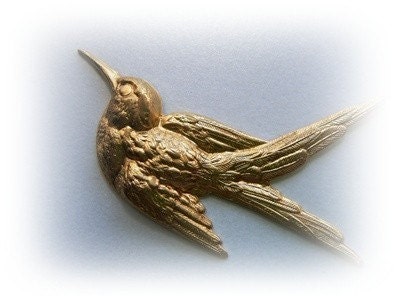 2 - Large Sparrow - Bird - Swallow Raw Brass Jewelry Findings (BF)