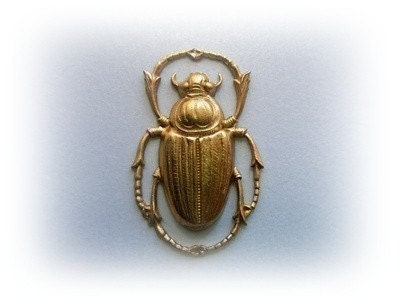 4 - Egyptian Scarab Beetle Raw brass Jewelry Finding (C)