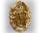 Lily Fairy Goddess Medallion Brass Stamping - Brass Jewelry Finding (C-3)