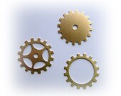 6 - Steampunk Clock GEARS Raw Brass Charms and Jewelry Findings (BH)
