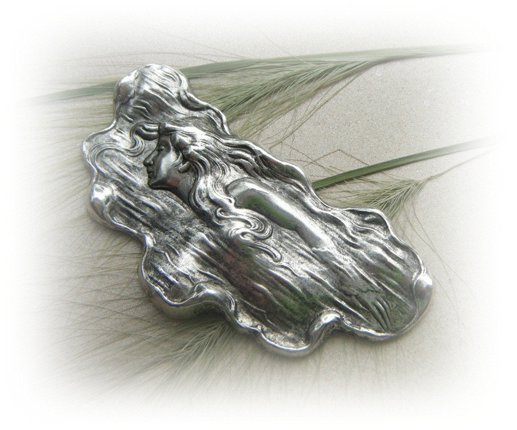 1 - Water Nymph Antique Silver Ox Brass Finish - SOX Jewelry Findings (C-3)
