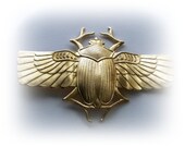1 - Large Scarab Beetle With Wings Brass Jewelry Findings - Brass Stampings (C-4)
