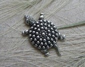 2 Small Turtle Antique Silver Finish Jewelry Findings (C-9)