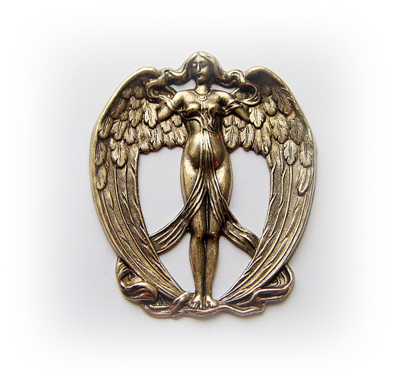 Lilith Winged Angel Goddess Antique Ox Brass Jewelry Finding (C-3)