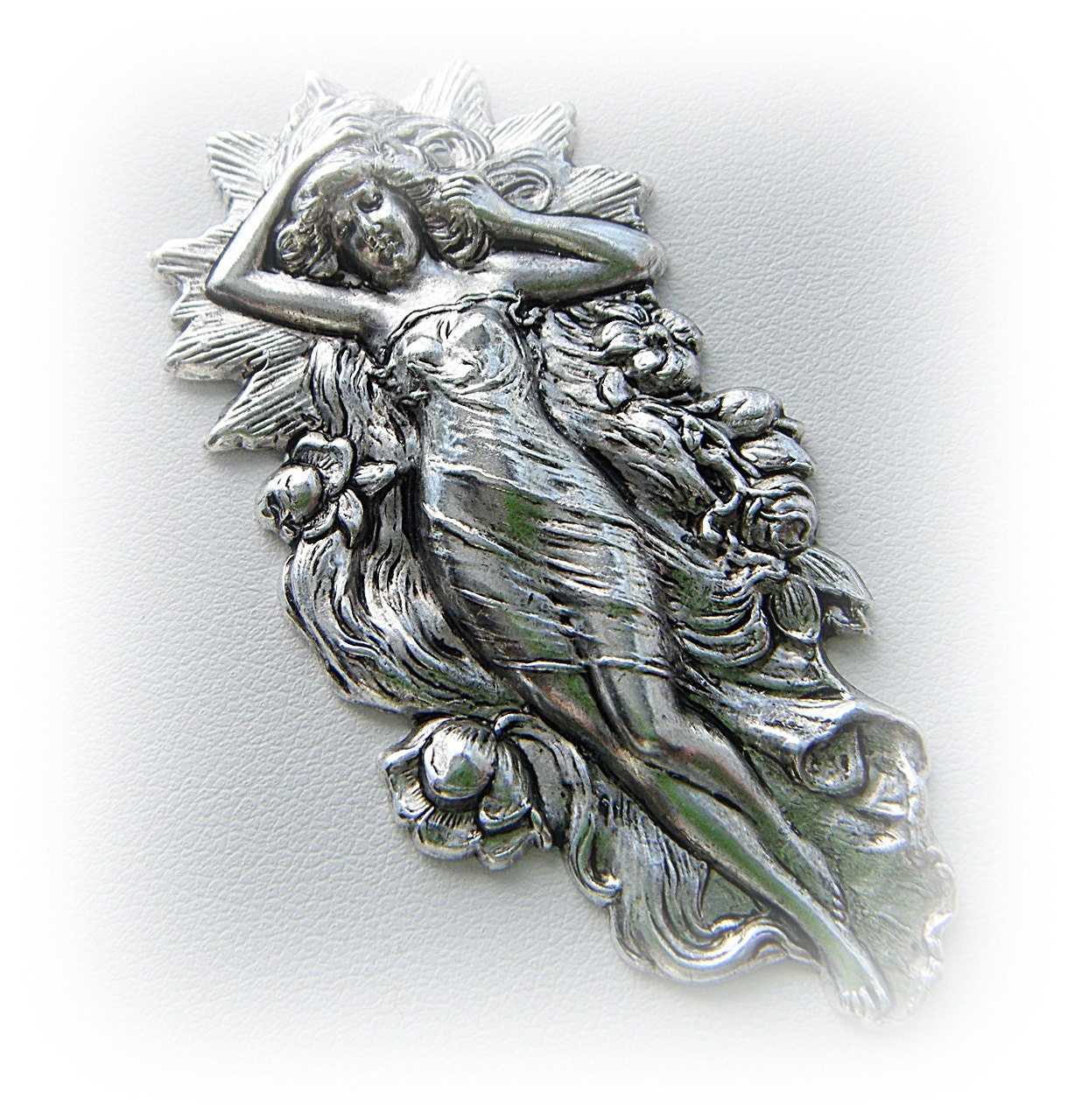 1 - Water Goddess Silver Ox Brass Stamping and Jewelry Findings (C-3)