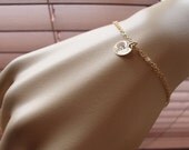 Hand Stamped Charm Bracelet Adjustable -Tiny Treasure- All GOLD FILLED- the initial of your choice, lovely gift, friend gift, bridal party