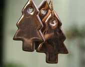 Three Little Gold Porcelain Christmas Trees, Ornament, Decoration, Real Gold Lustre