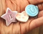 I Heart U Porcelain Letter Magnets