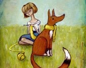 Christine Knits her Fox a Scarf - 8x10 Print