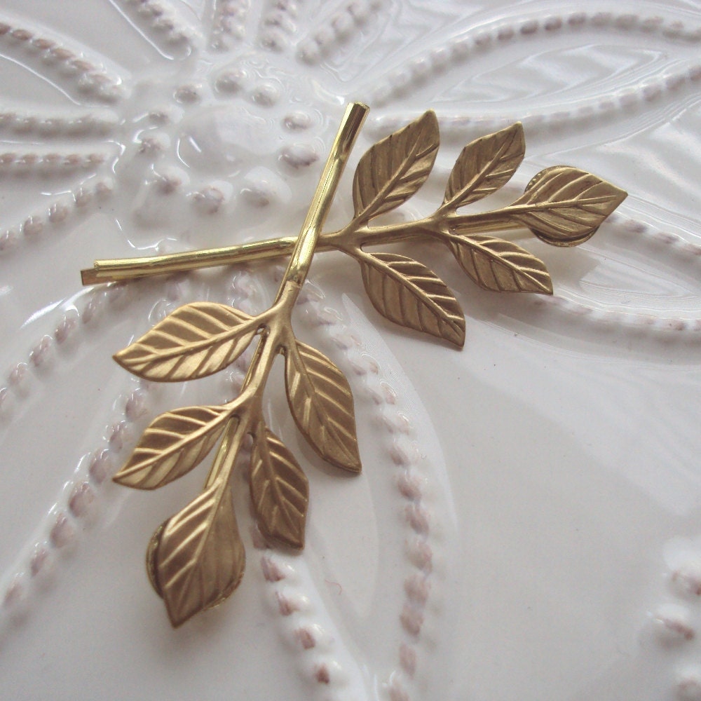Golden Leaf Bobby Pin Duet - BijouxByAllison