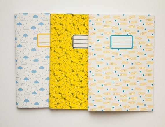 Personalized journals - Back to school kit - pack of 3 - 10 patterns available