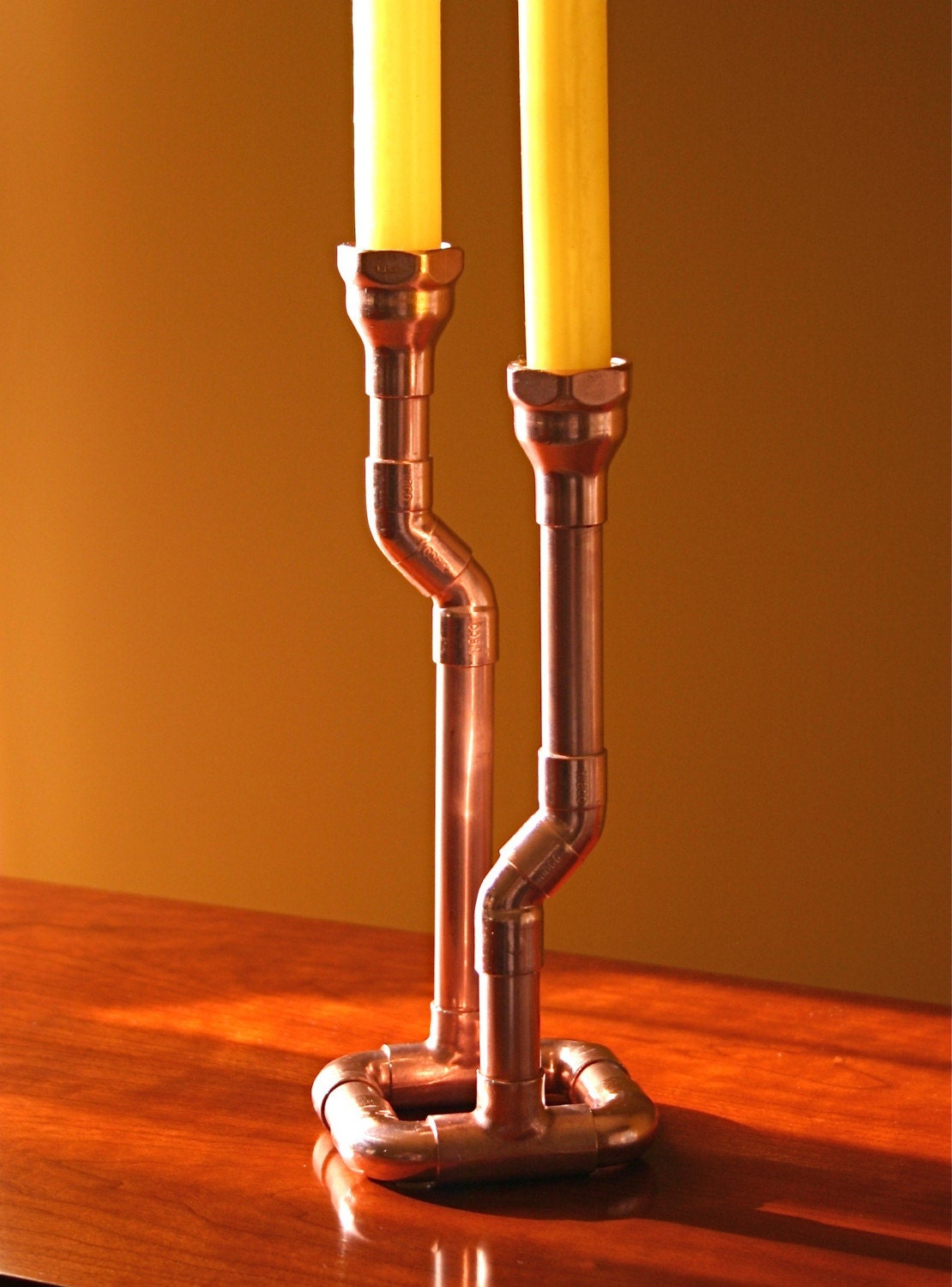 Industrial Copper Candlestick