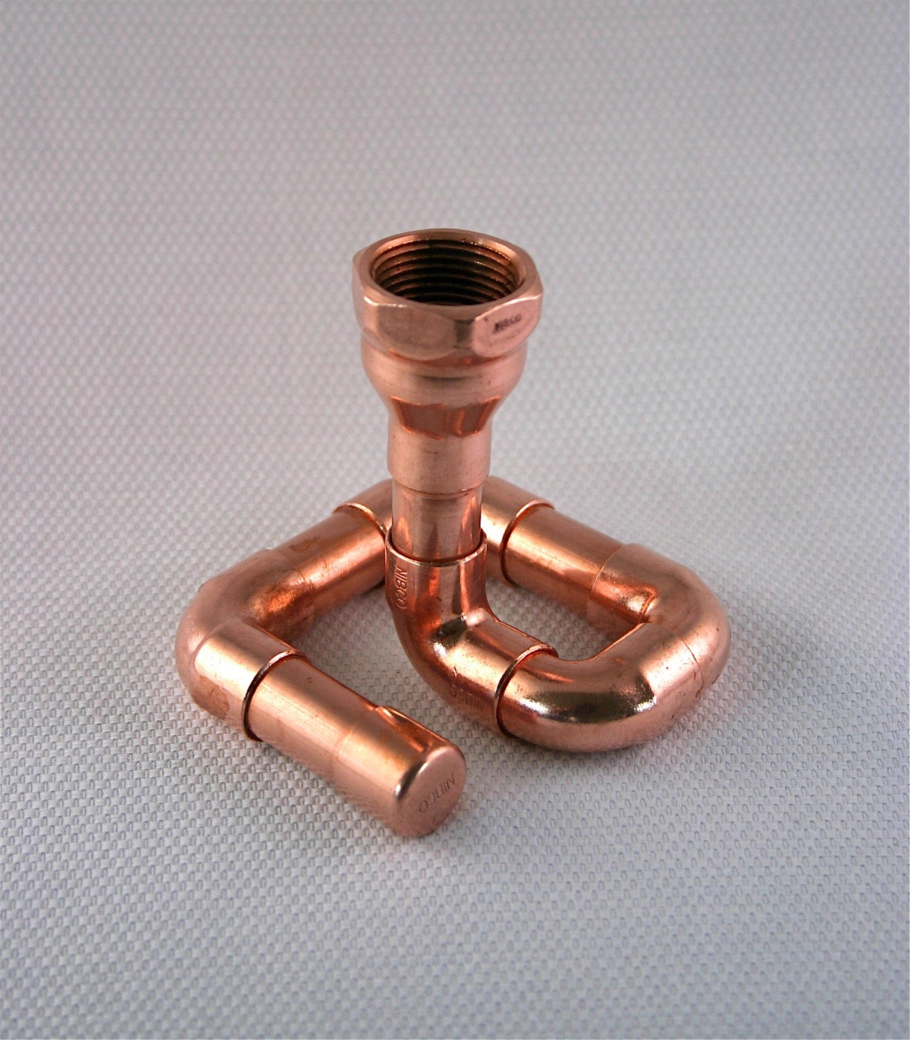 Single Industrial Copper Candle Holder