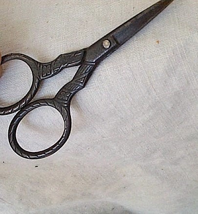 SALE - Victorian Era Embossed Steel Scissors