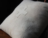white cross hemp and organic cotton stuffed pillow