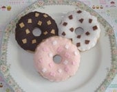 Set of Three Felt Play Food Donuts