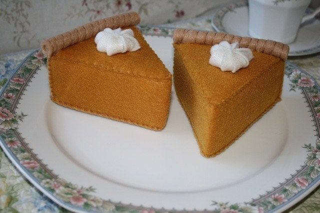 Felt Pumpkin Pie Slices Play Food