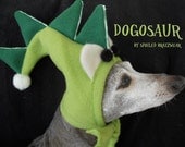 Dinosaur Fleece Pet Hat Ear Warmer with glow in the dark accents-SMALL custom made