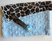 Blue Giraffe Minky Pacifier Blanket