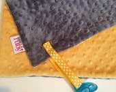 Grey and Yellow Dot Minky Pacifier Blanket
