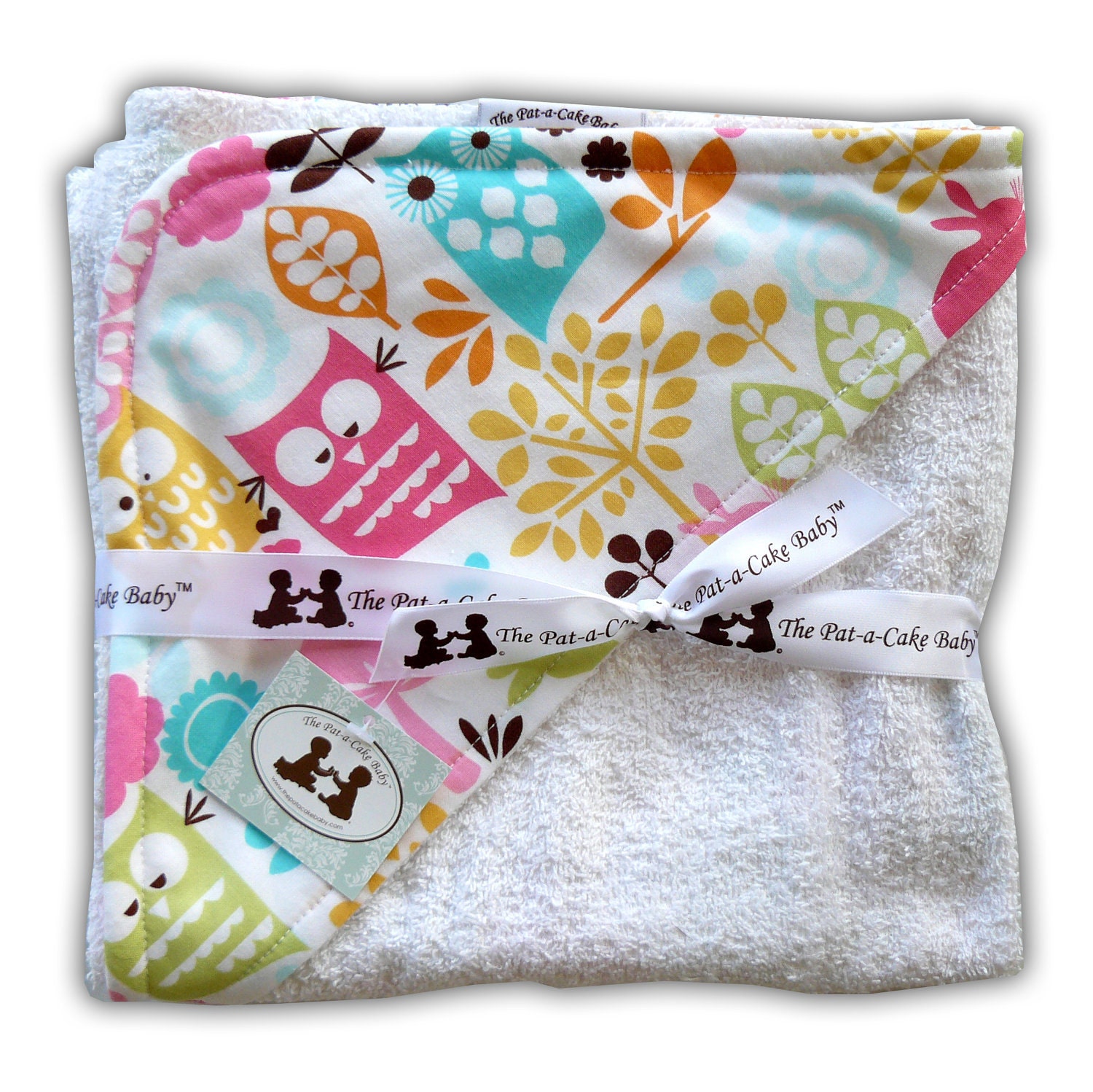 Hooded Towel in PINK Whimsy Woods