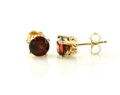 14K Red Garnet Earrings 6mm Mozambique Garnet Studs 14K White Yellow Rose Gold January Birthstone Earrings