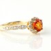 Reserved 14K Orange Sapphire Ring with Diamond Halo Custom Bridal Jewelry