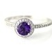 14K Amethyst Ring Diamond Halo Setting Amethyst Engagement Ring 14K 18K White Yellow Rose Gold Platinum Palladium Custom Bridal Jewelry