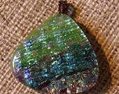 Green Dichroic Pendant, Fused Glass Pendant, Dichroic Jewelry, Fused Glass Jewelry