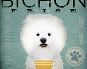 BICHON FRISE french roast Coffee Company original graphic art on canvas 12 x 12 x 1.5 by stephen fowler