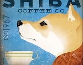 Shiba Inu Coffee Company original graphic illustration  on canvas 12 x 12 by stephen fowler