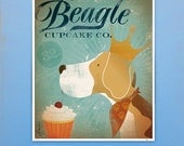 Regal Beagle Cupcake Company original illustration giclee archival signed artists print 11 x 14 by stephen fowler