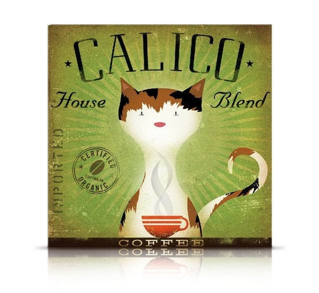 Calico Coffee Company graphic artwork original illustration handmade on canvas 12 x 12 by stephen fowler