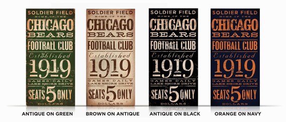 Chicago Bears Football club typography original graphic art on canvas 6 x 12 x 1.5 by gemini studio