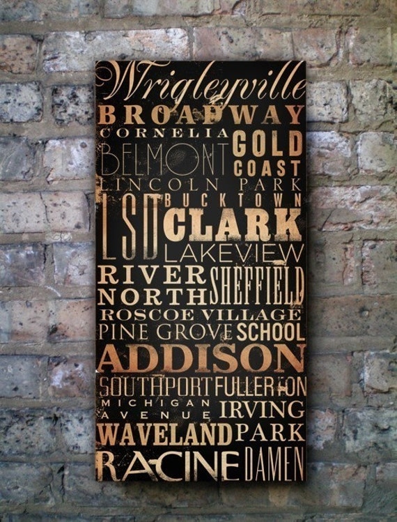 Chicago Streets Canvas Art vertical graphic art on canvas  8 x 16 x 1.5 by stephen fowler