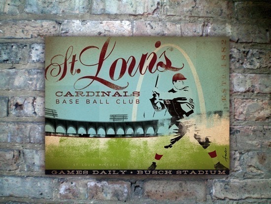 St. Louis Cardinals Baseball Original graphic artwork on canvas 12 x 16 by stephen fowler