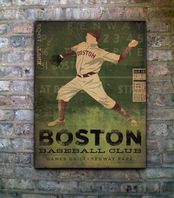 Boston Baseball Club boston red sox fenway park original illustration gallery wrap on canvas 12 x 16