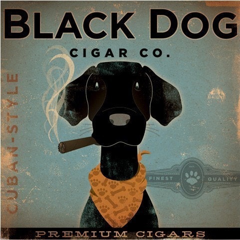 BLACK DOG CIGAR company advertising style artwork on canvas original design 12 x 12