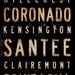 San Diego neighborhoods typography graphic art on canvas 10 x 30 x 1.5 by stephen fowler